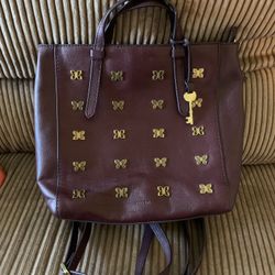 Fossil Camilla Leather Backpack with Butterflies