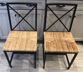 Set of two straw seat chairs excellent condition like new