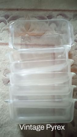 Six Vintage Pyrex Corning Glass Bread Loaf Pan