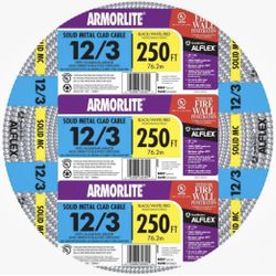 Southwire Armorlite (Metal Clad) Cable 12/3 x 250' Solid Copper Aluminum-Armor
