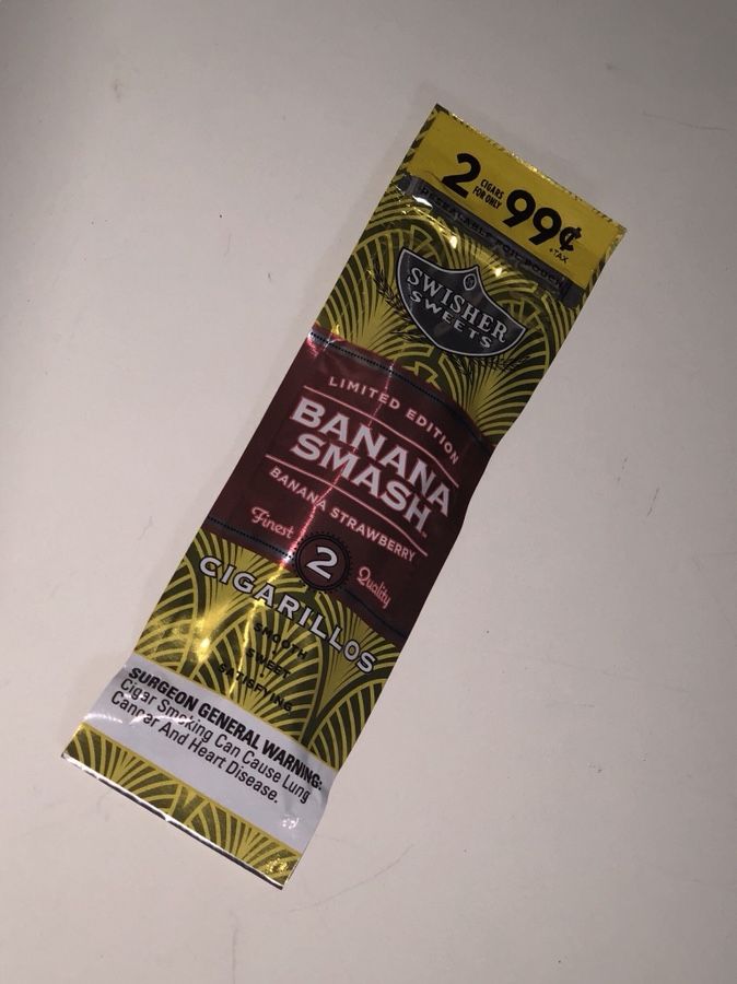 BRAND NEW! NEVER OPENED! SEALED! SWISHER SWEETS - LIMITED EDITION BANANA SMASH / BANANA STRAWBERRY - 2 CIGARILLOS ($1)
