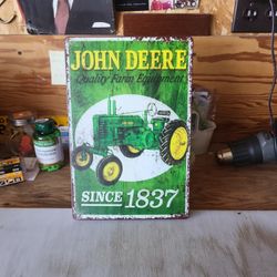 John Deere Reproduction Metal Sign 8"x14"