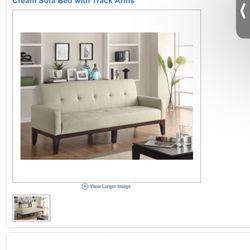 Creme Leather Like Vinyl Sofa Bed by Coaster
