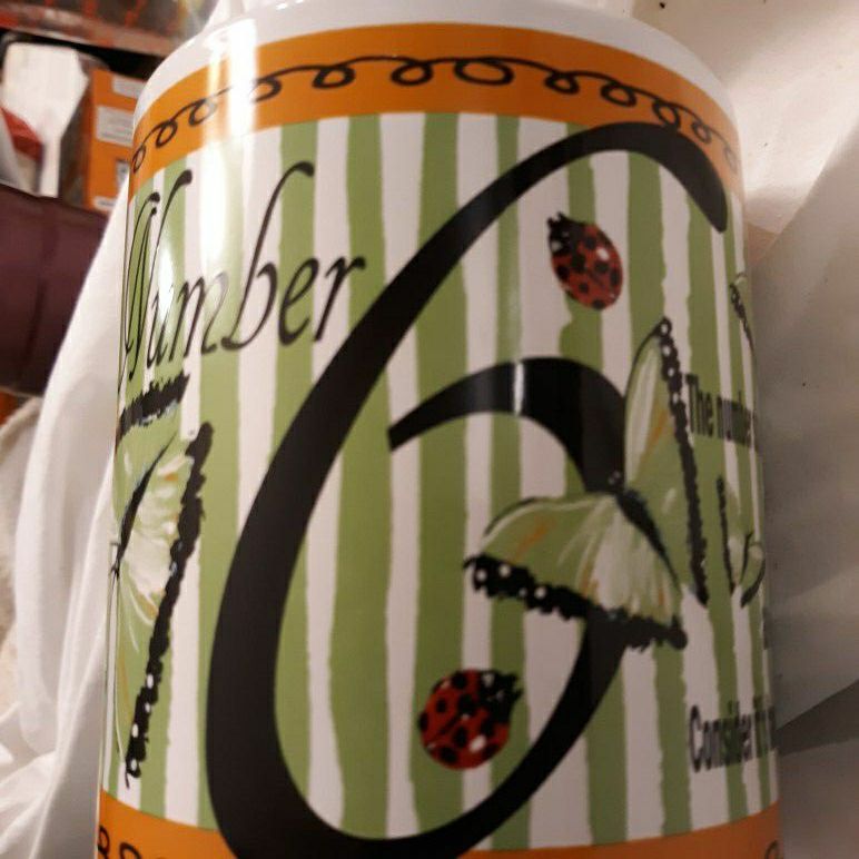 Coffee Mug NEW Has Number 6 on the side