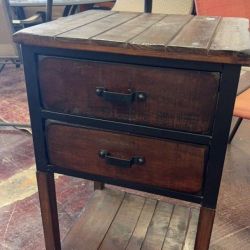 2 Dark Wood Drawer Side Table