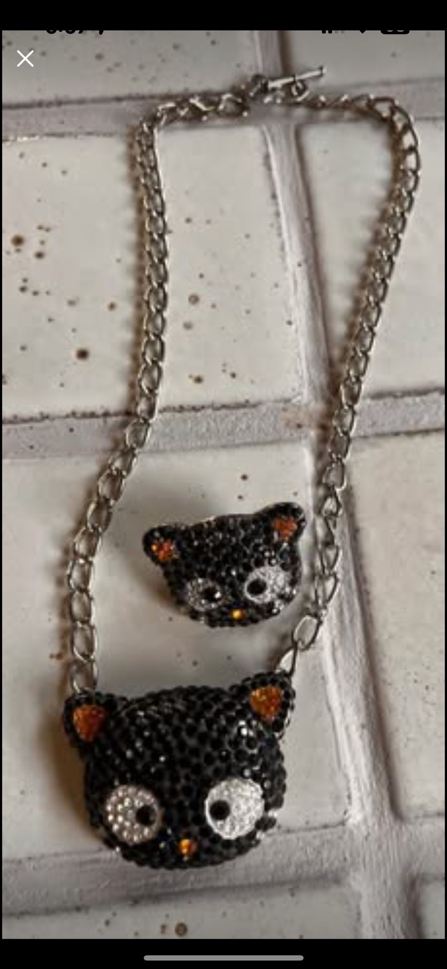 Vintage Hello Kitty Chocolate Necklace Ring Set
