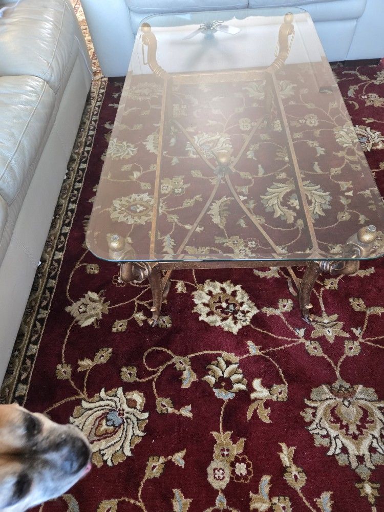 Glass And Brass Coffee Table