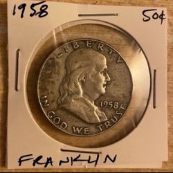 1958 Benjamin Franklin Half Dollar