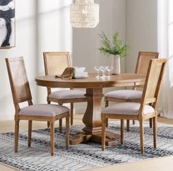 4X Light gray solid wood dining chairs