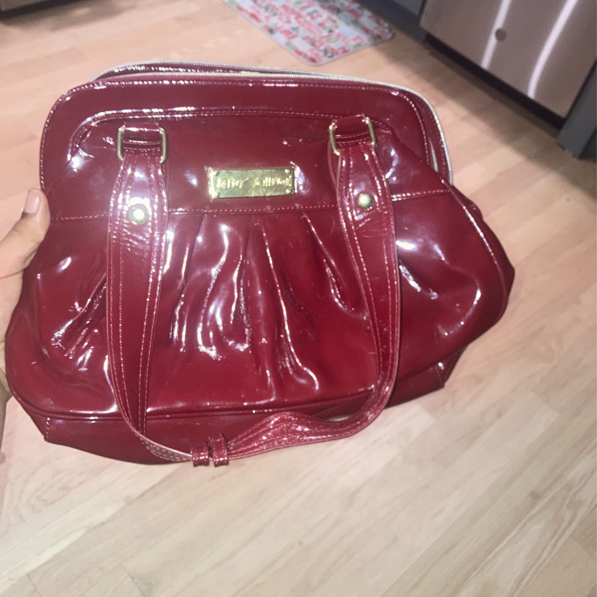 all red Betsey Johnson purse 