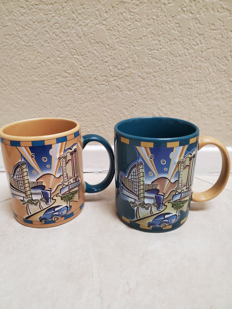 Set of 2/Disney's California Adventure/Hollywood Pictures Backlot/Coffee Mugs/Collectible/Gift/Memorabilia 
