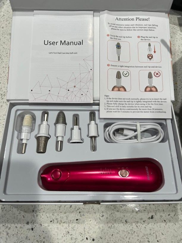 Cordless Electric Nail File Kit, Rechargeable Nail Grinder For Thick Nails, 5 Speeds Hand Foot Nail Care Trimmer Buffer Tools
