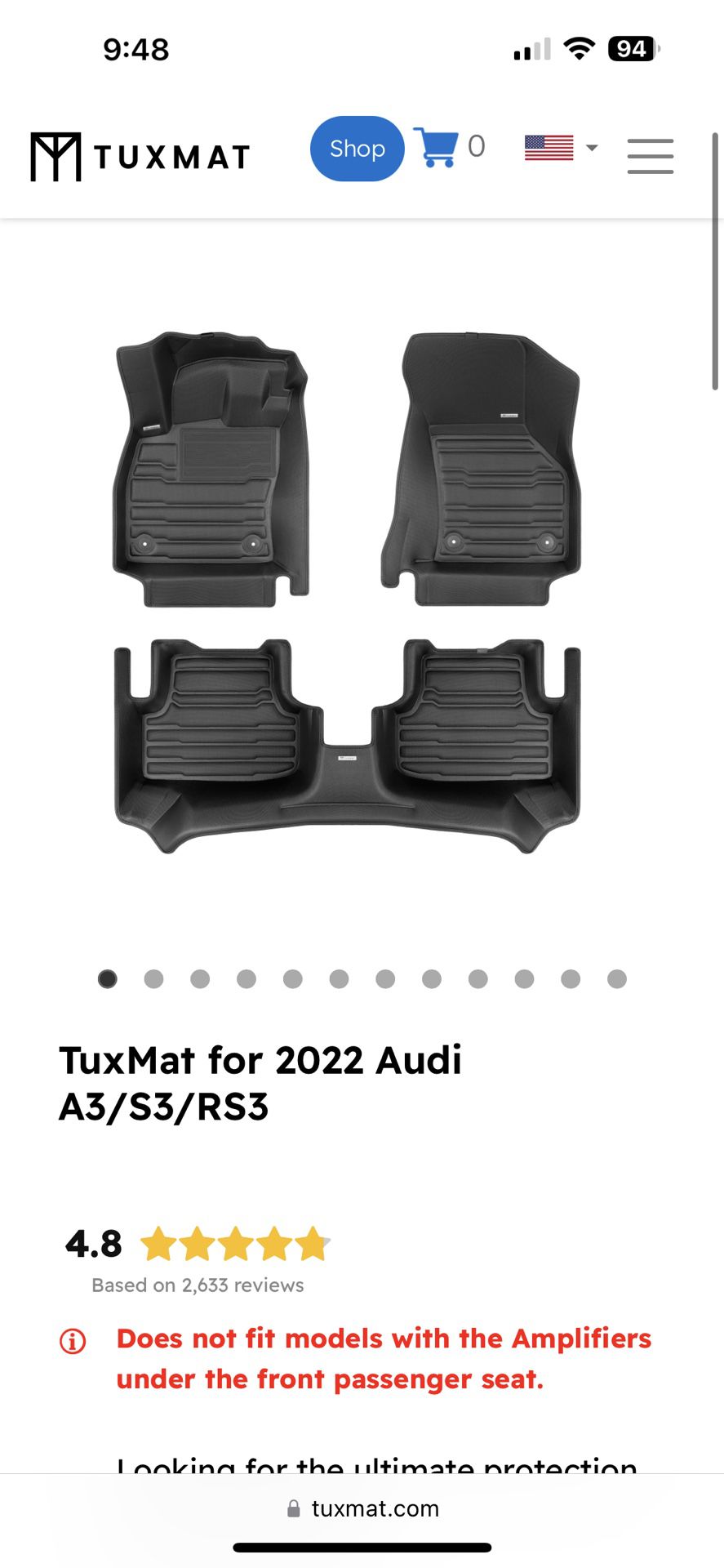 Audi A3 2022 Floor mats