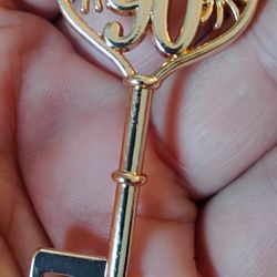 Gold Tone Key Charm 