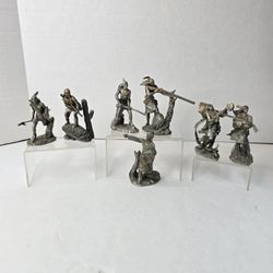 Lot Of 7 Vintage Jim Pinter 1992 Fine Pewter Figurines 3"