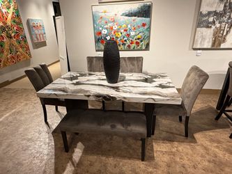 6PC Brown Dining Table Set