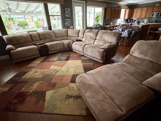 Large Sectional Reclining Sofa with Console and chase lounge