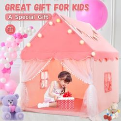 EagleStone Large Kids Play Tent with Star Light, Padded Mat,