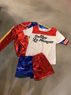 Girls Harley Quinn Costume Set 3 Pieces size 10/12