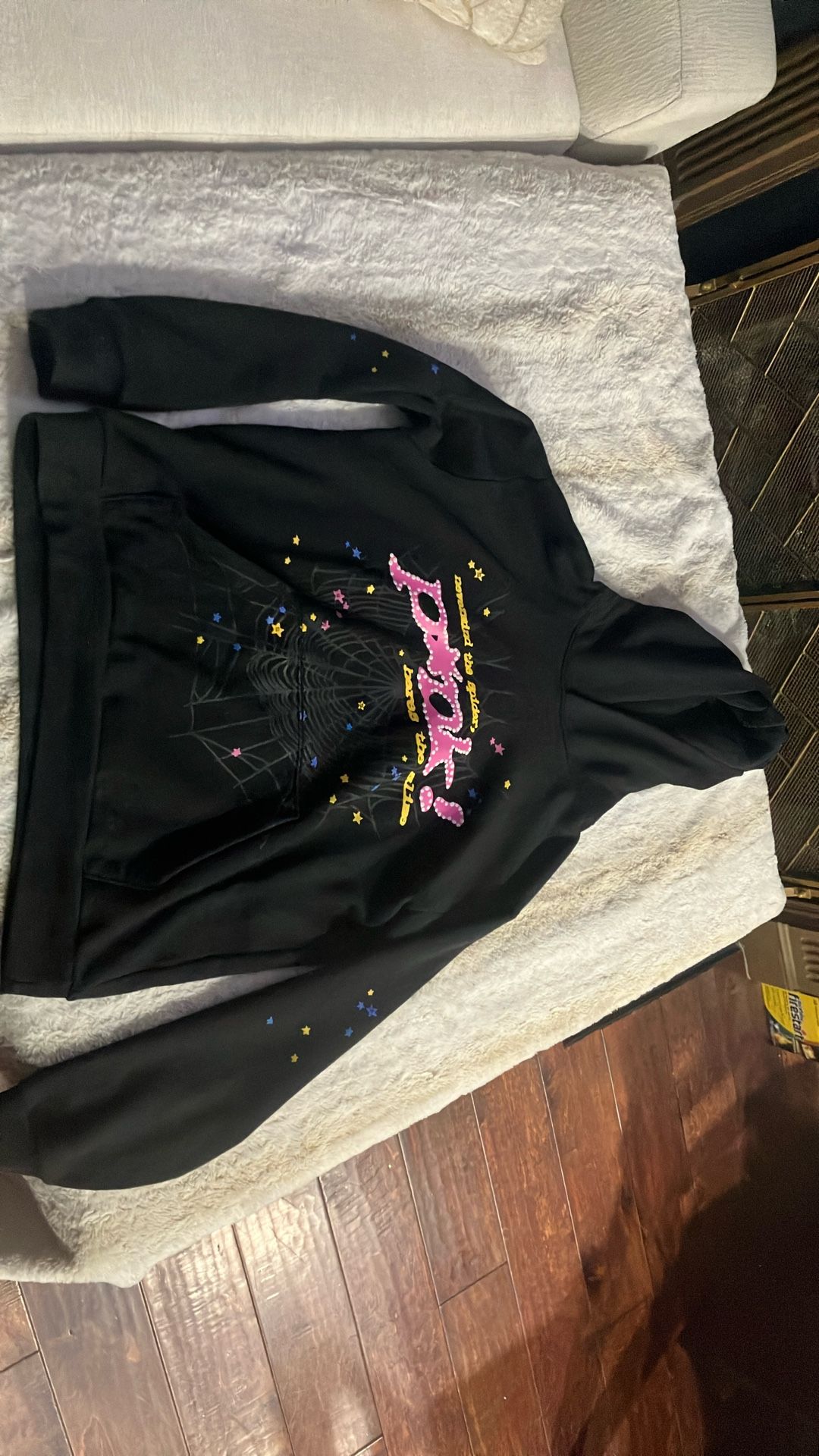 Pink N Black Sp5der Hoodie Size L