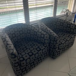 Black and Gray Swivel Chair Set 