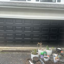 black garage doors 18 by 7 ft