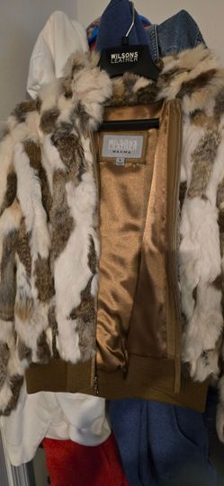 Genuine Rabbit Fur 3-Piece Winter Set – Bomber Jacket (L), Hat (XL) & Matching Scarf