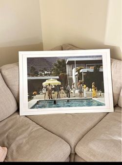 Framed Slim Aarons Poolside Party Print 24” x 36”