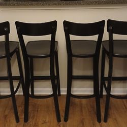 View all pics & Details..4 Nice  Black Wooden  Bar Height Bar Stools / Foot rest