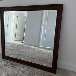 Large wood framed wall mirror 42x38