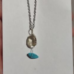 lemon topaz in sterling silver, turquoise necklace 
