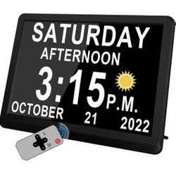 Ultra Large Digital Clock with 19 Alarms & Custom Reminders, Auto DST & Dimming Clock for Wall and Table, Calendar Clock for Seniors Vision Impaired M