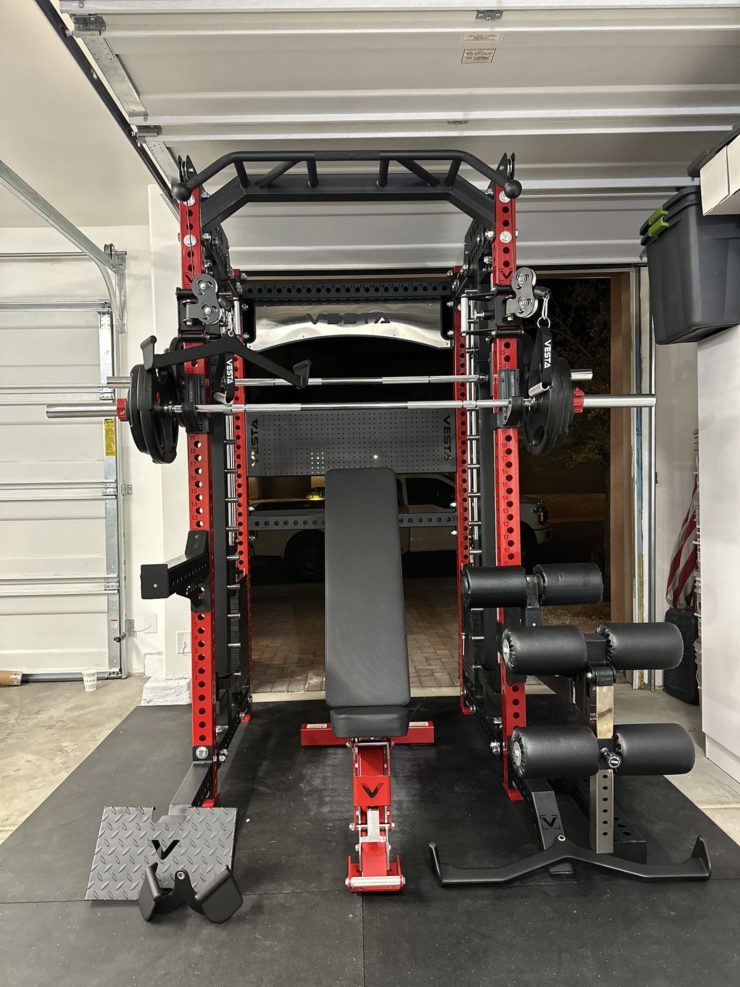 PRO SERIES Ultimate 3-1 Half Rack Functional Trainer w/Smith Machine Bar Bundle | 400lb Stack | Gym Equipment | Fitness | Commercial | Squat Rack