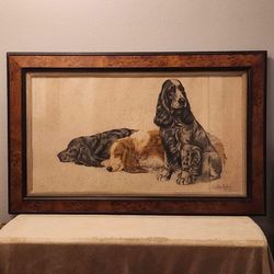 Cockers Resting By Leon Danchin - Signed Original Etching