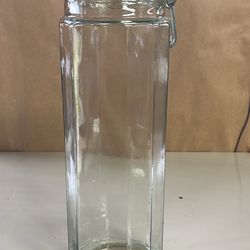 Vintage 12 Panel Spaghetti Jar w/Locking Lid 13” Collect Display Glass container