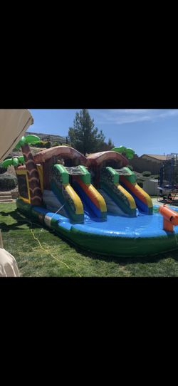 Double water slide commercial bouncer
