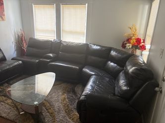 Leather Sectional Sofa with Recliners