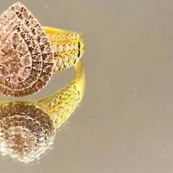 All Natural DIAMOND WEDDING / ENGAGEMENT TEAR DROP RING 2.65 CARAT TW 10k  4.6 Grams Size 10.  #138 