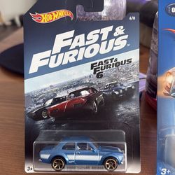 Year 2016 HW Fast & Furious 6 1:64 Die Cast Car 6/8 Blue '70 FORD ESCORT RS1600