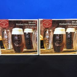 2 Boxes (Set Of 8) Football Pint Glasses