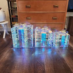 3Packs Christmas Gift Box Lights, Iridescent Present Boxes Light Decorations, 60 LEDs, Indoor/Outdoor Decor, works great