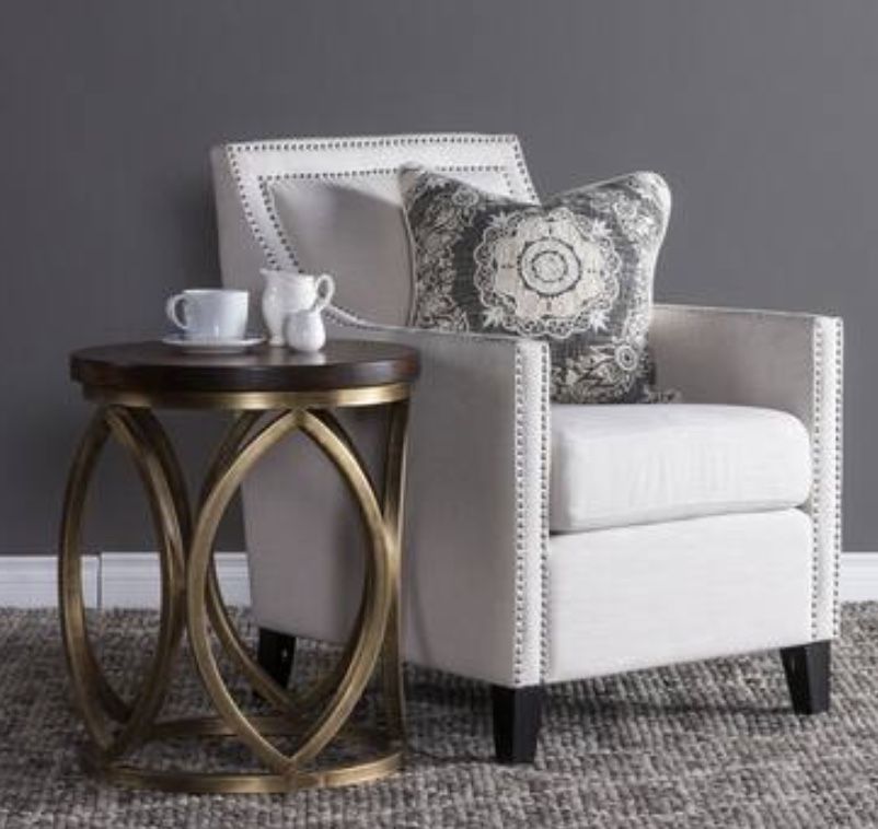 White Upholstered Arm Chair