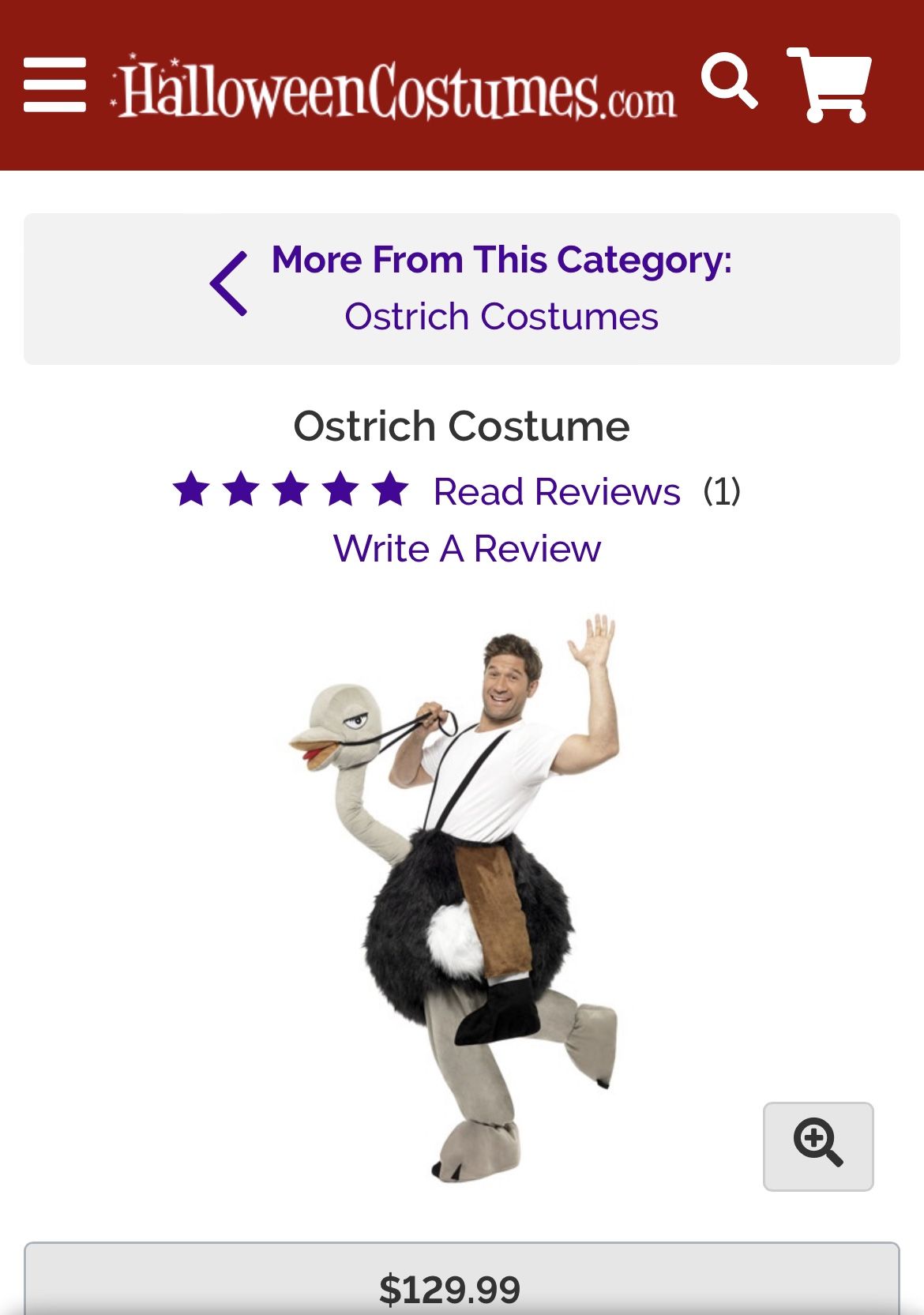 Ostrich Halloween costume