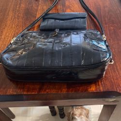 Eel Skin Purse And Wallet  Blue