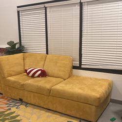 sectional suade yellow sofa