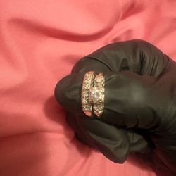 Vintage 14K Gold Diamond Wedding Set