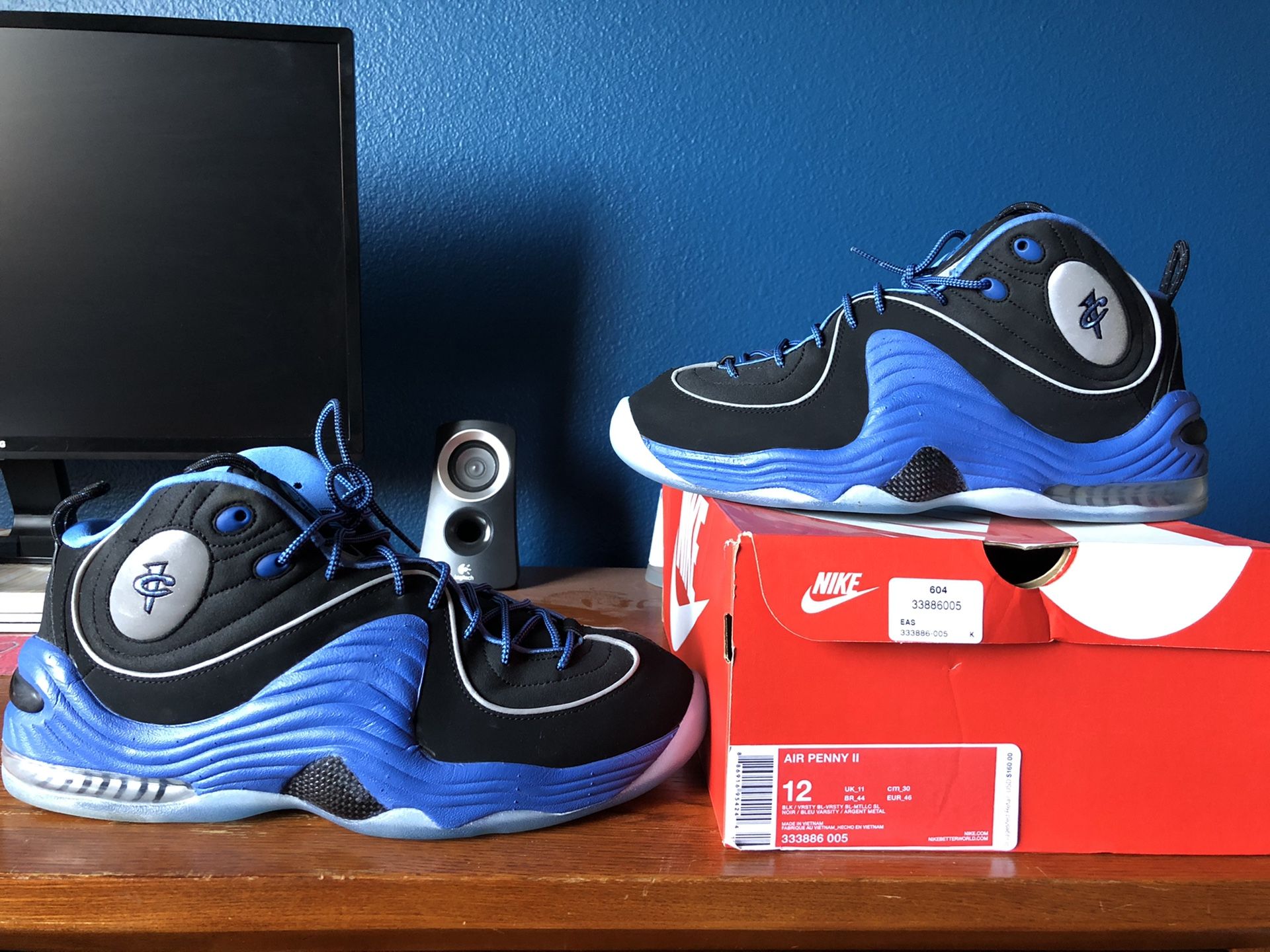 Nike penny 2 size 12 blue black sole collector colors