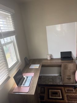 L-Shaped Computer Desk with Drawers