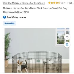 Pet Pen. Metal 24x24 X’s 8 Panels With Door