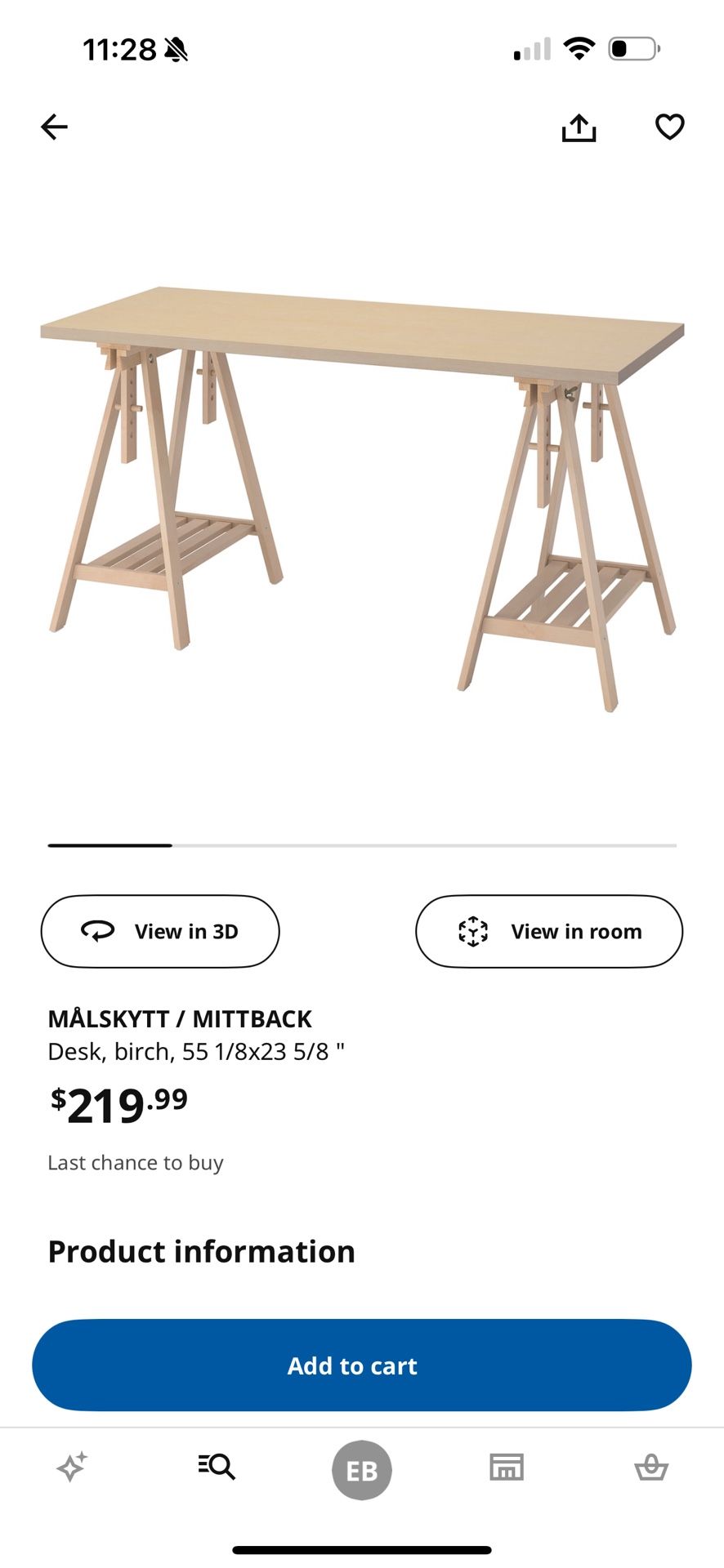 IKEA Desk with Trestle Legs